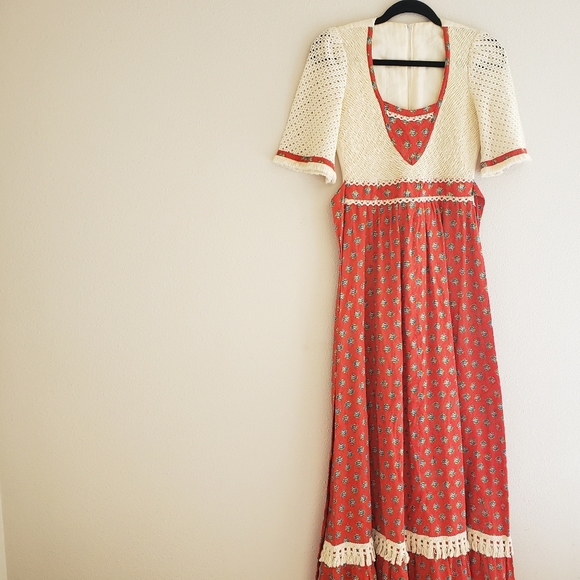 Vintage Dresses & Skirts - Handmade 1970s Boho Festival Dress